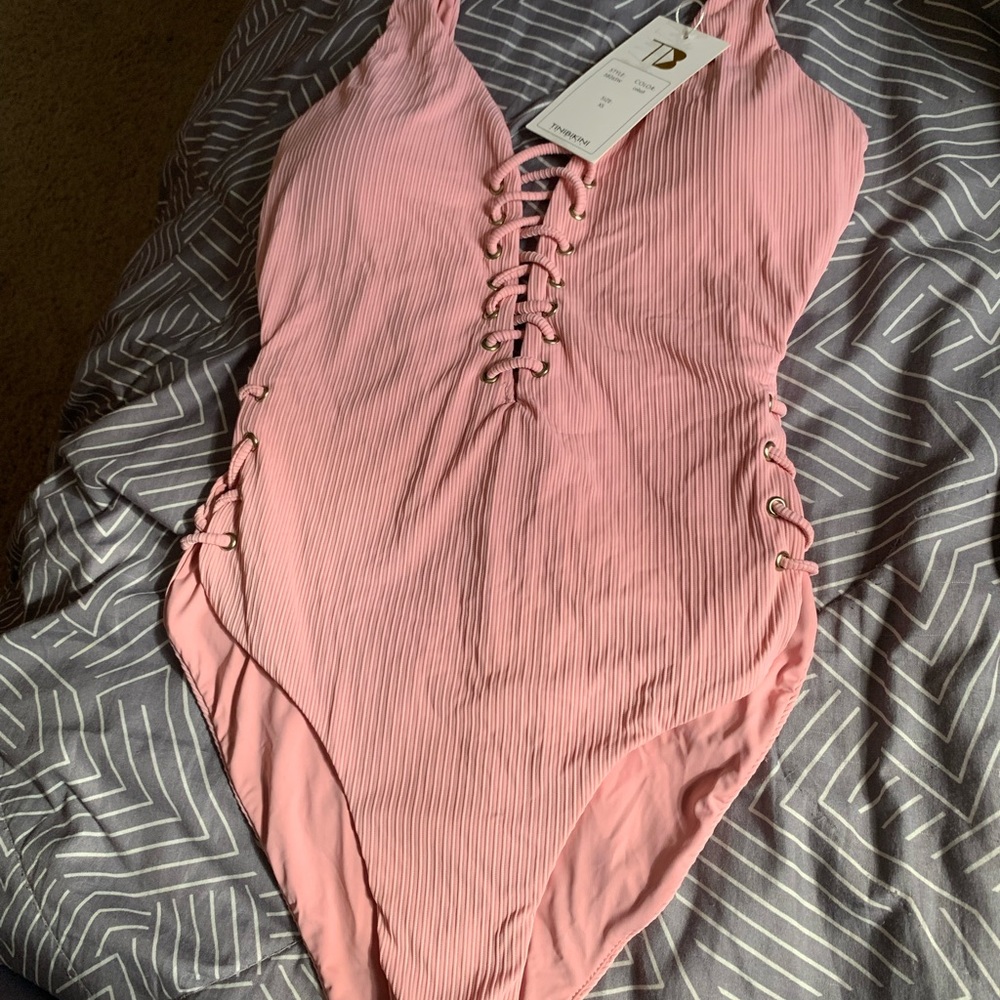 Fashionova Pink laced up swimsuit